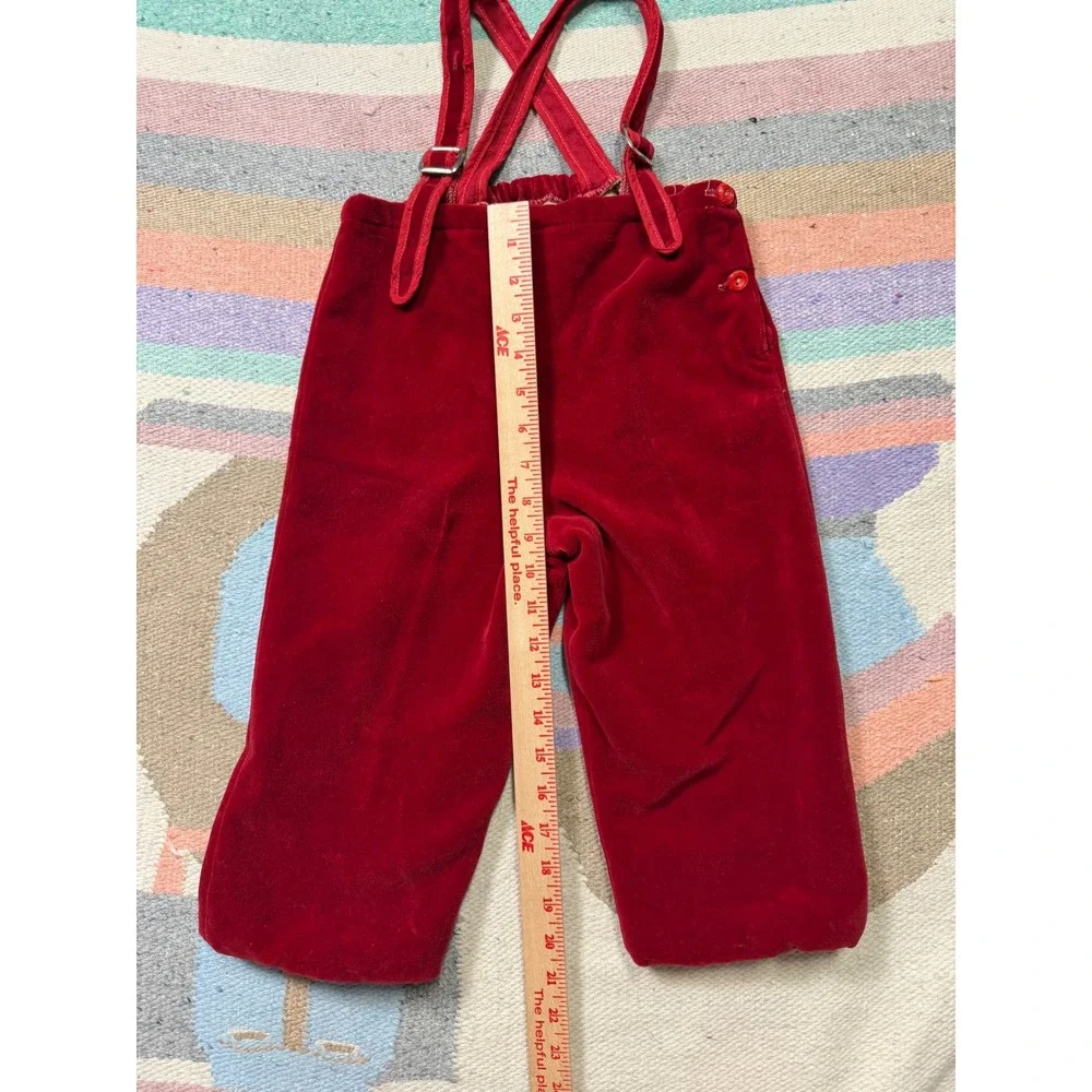 Vintage 40s/50s‎ Handmade Red Velvet Baby Christmas Set Jacket Pants Hat As Is